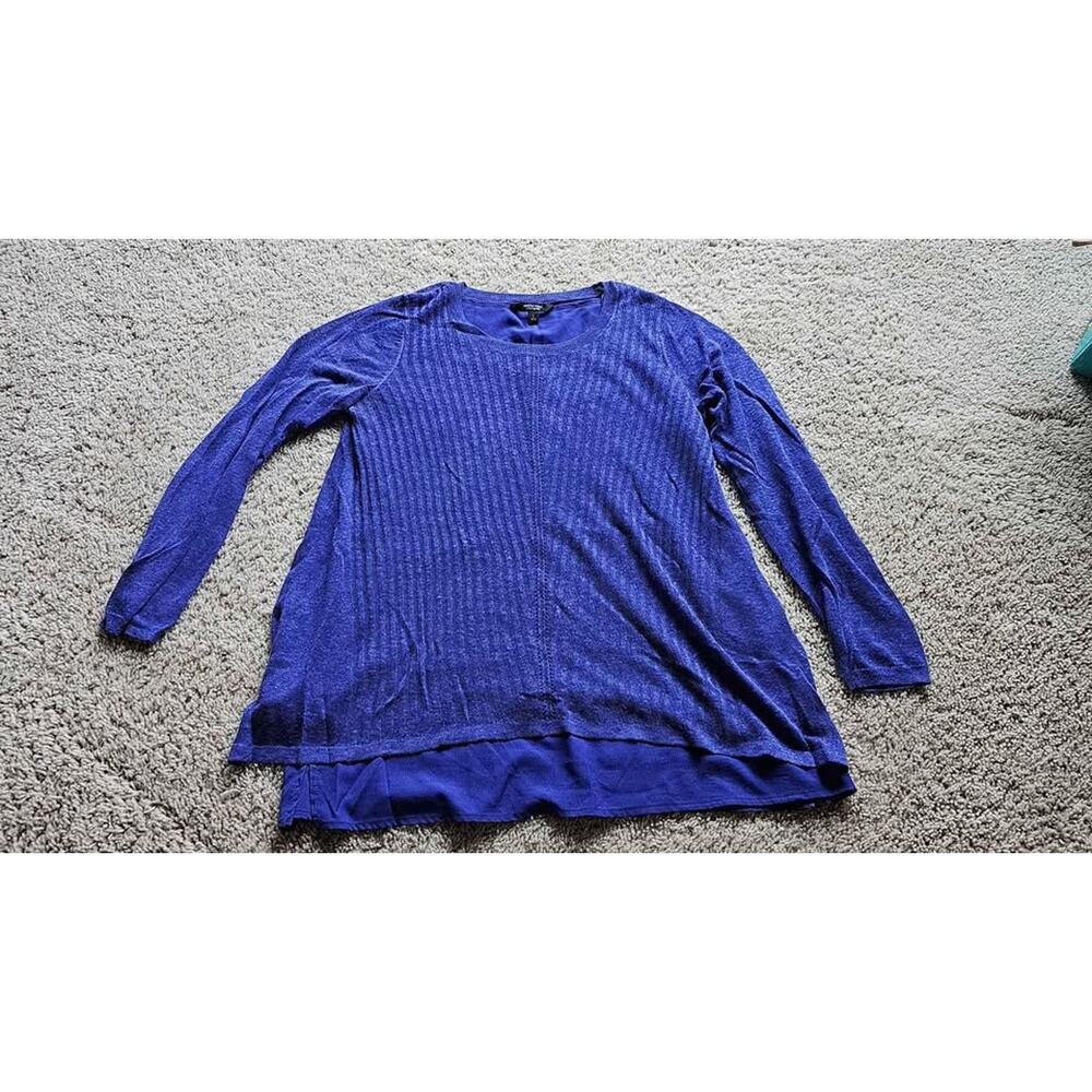 Simply Vera Vera Wang Purple Knit Tunic Top Long Sleeve Layered Blouse Large
